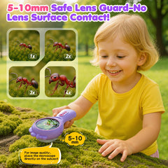 Flooyes 4x magnification helps kids capture detailed micro-worlds.