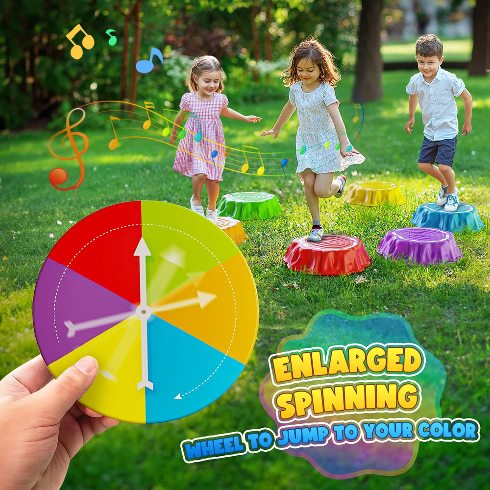 Flooyes stepping stones feature a sturdy non-slip base for safe play.