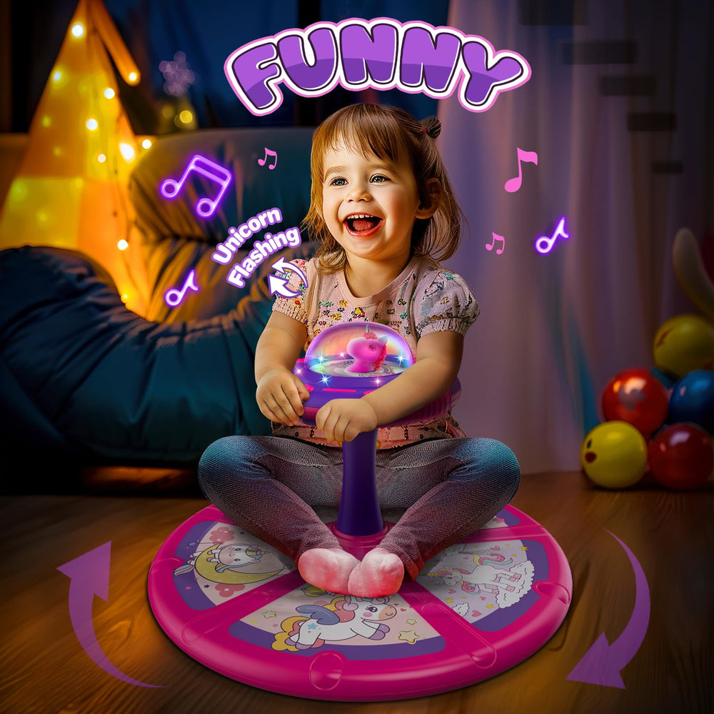 Flooyes Unicorn Sit and Spin usable indoors or outdoors for imaginative play