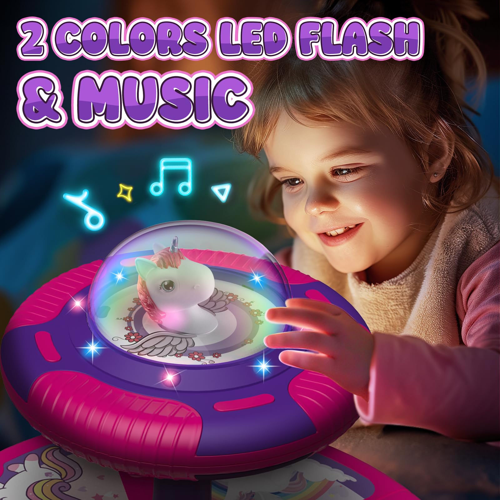 Flooyes Unicorn Sit and Spin mode buttons for flexible play options