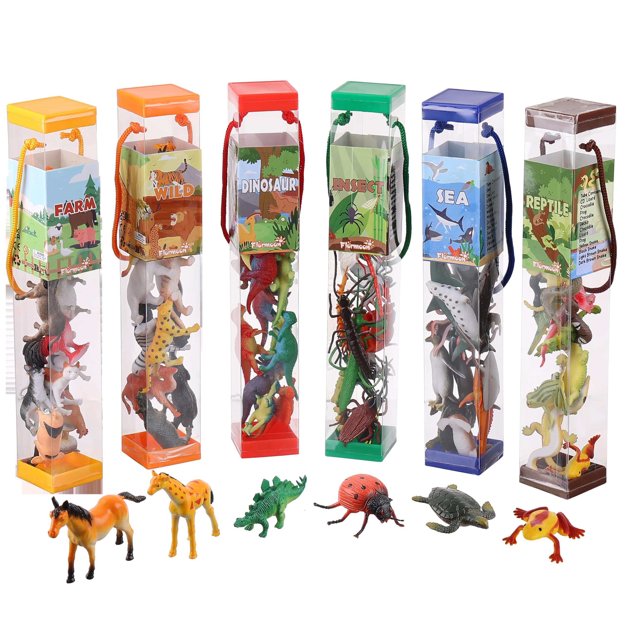 FLORMOON 72-piece animal figures set for creative play and storytelling