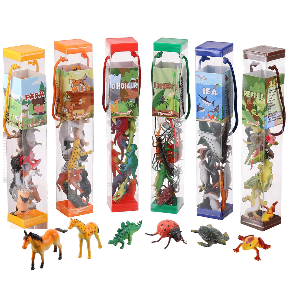 FLORMOON 72-piece animal figures set for creative play and storytelling