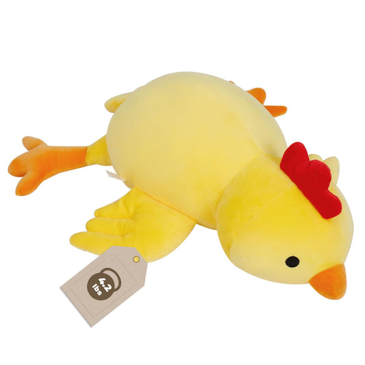 FLORVIV weighted chick plush 24in front view offers cuddly comfort for kids.