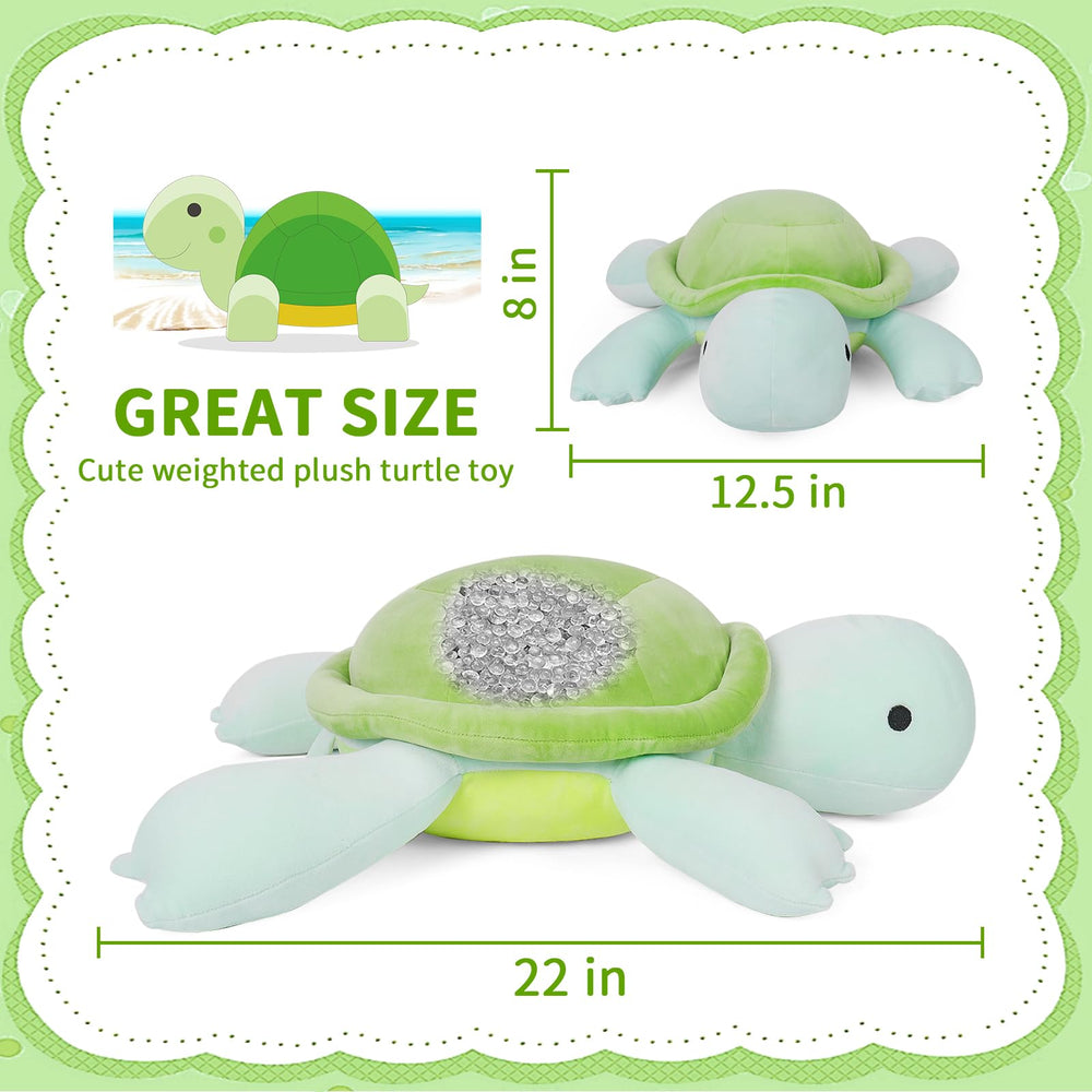 Florviv weighted turtle plush fabric close-up emphasizes skin-friendly plush texture.