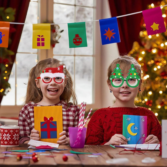 FLOWERTEEN Christmas glasses frames sparkle for photo booth fun