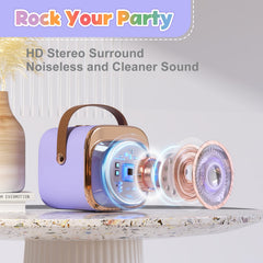 FLUESTON karaoke speaker with LED disco lights for kids' parties