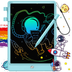 FLUESTON LCD Writing Tablet with a colorful doodle on a 10inch drawing surface for kids' creativity
