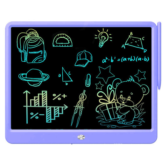FLUESTON LCD writing tablet front view with colorful doodles for kids