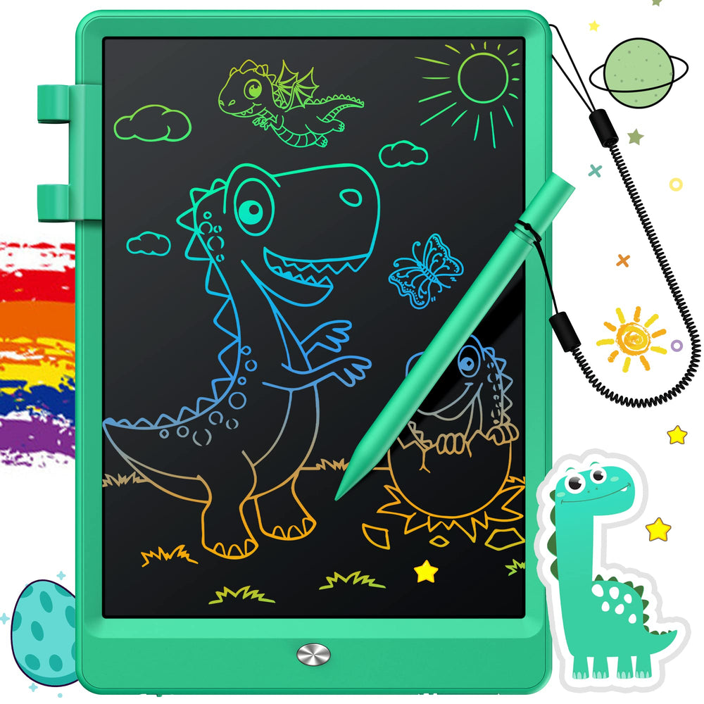 FLUESTON LCD Writing Tablet front view; vibrant drawing area for kids, ideal for travel.