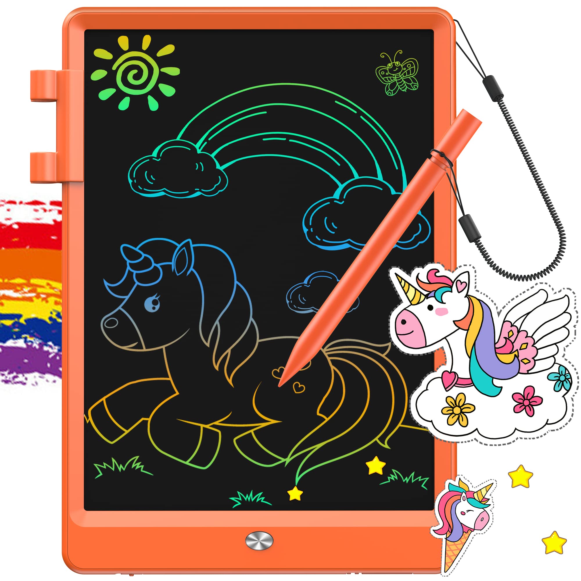 FLUESTON LCD writing tablet front view showing a compact kid-friendly design for on the go drawing