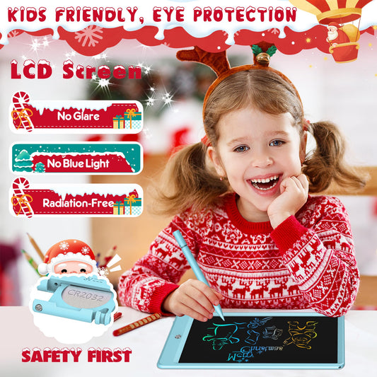 Child using FLUESTON tablet and stylus for drawing and learning at home