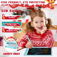 Child using FLUESTON tablet and stylus for drawing and learning at home