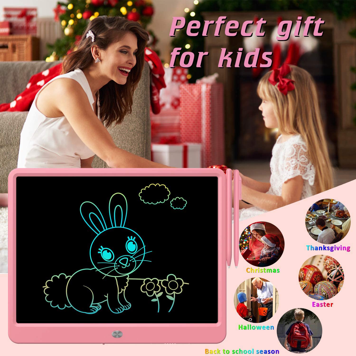 FLUESTON pink LCD board ideal for travel and road trips