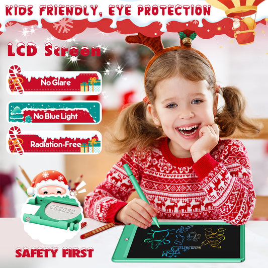 FLUESTON LCD Writing Tablet side view; slim, portable design fits backpacks.