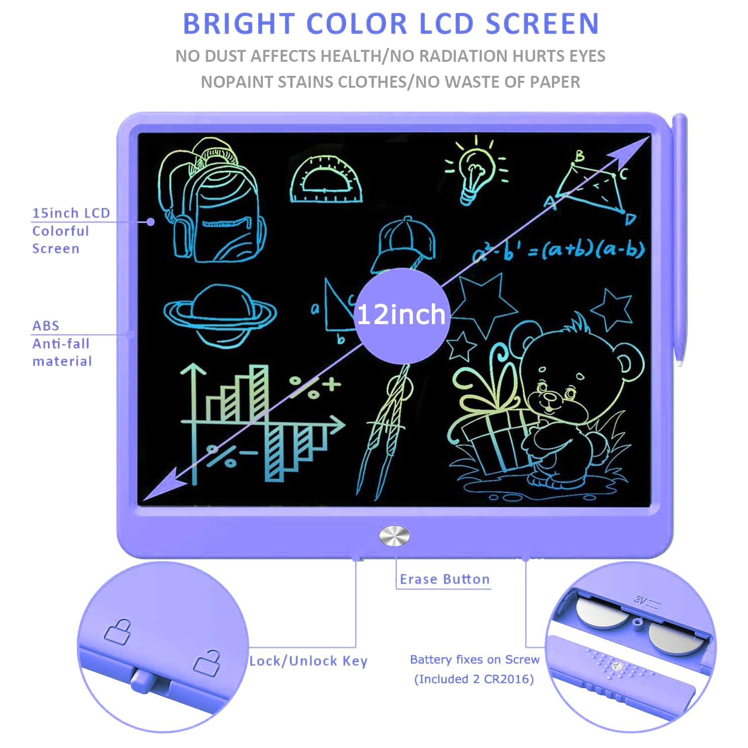 Compact FLUESTON tablet fits in a backpack for mess-free drawing