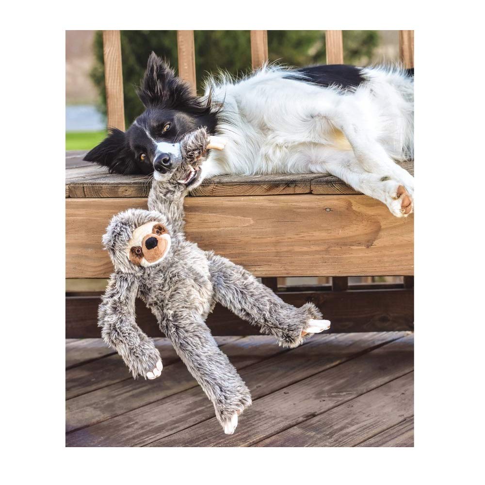 Fluff & Tuff Tico Sloth plush eyes-embroidered invites safe, supervised snuggling after adventures.