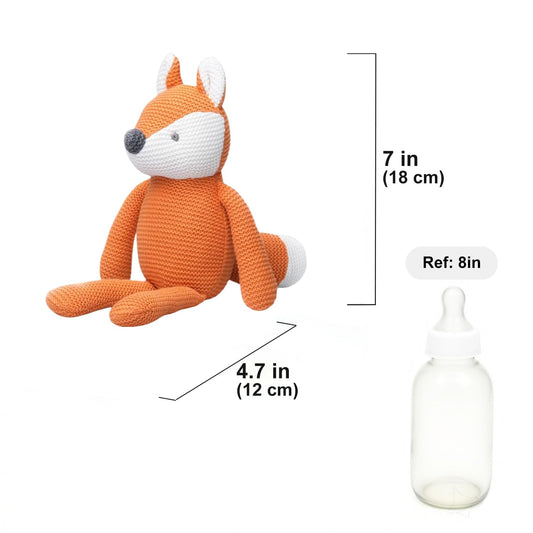 FLUFFYFUN orange-fox-face closeup shows hypoallergenic cotton softness for babies.