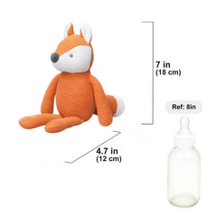 FLUFFYFUN orange-fox-face closeup shows hypoallergenic cotton softness for babies.