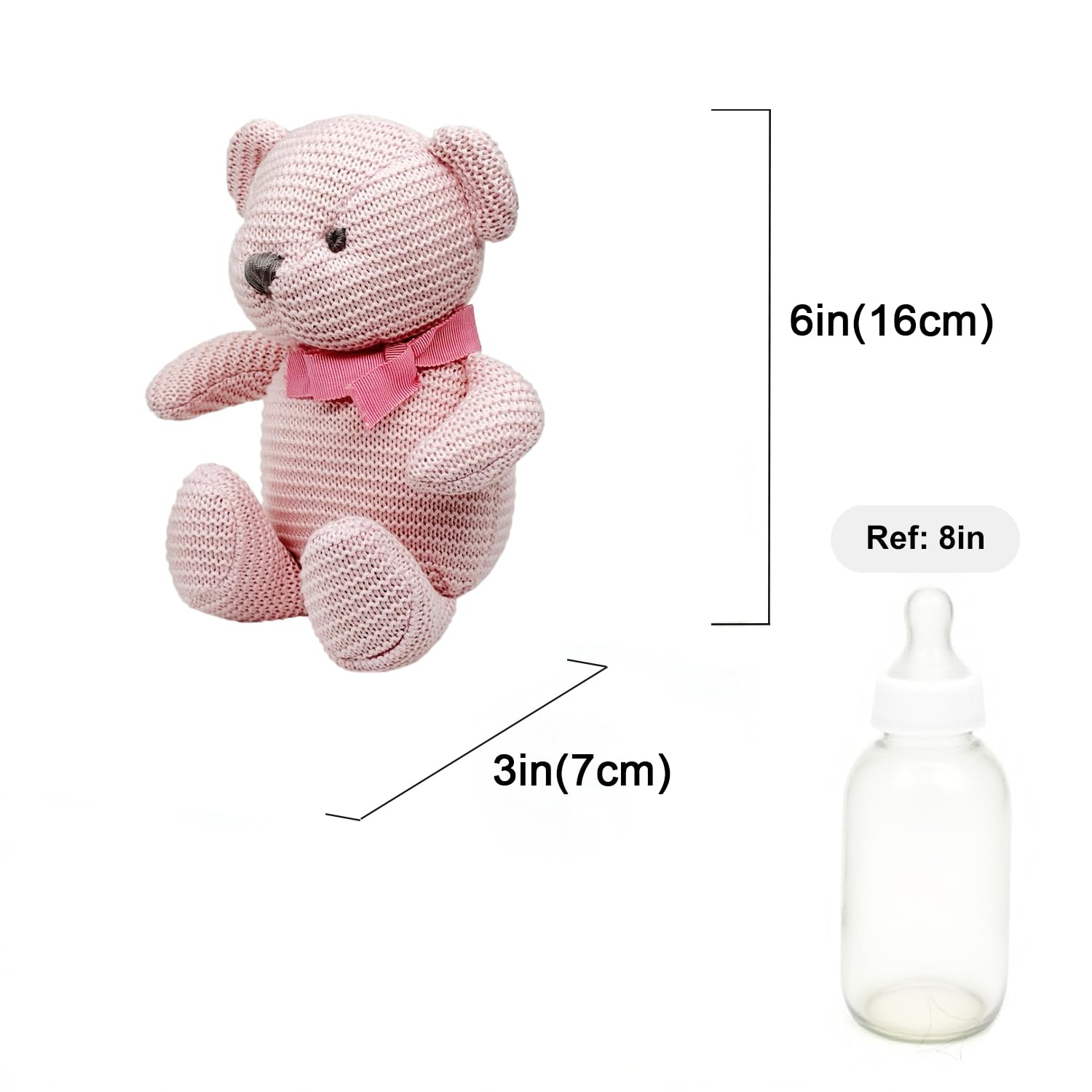FLUFFYFUN teddy bear sitting height 7.1 inches and full length shows playful proportions