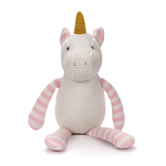 FluffyFun pink unicorn plush front view for newborn cuddling