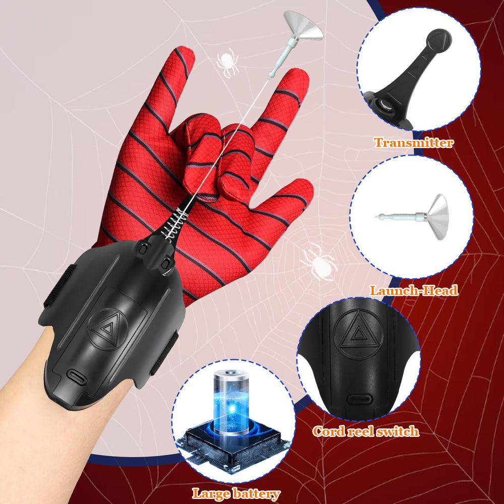 Flustime Spider Web Shooter suction cup tips support versatile mounting options.