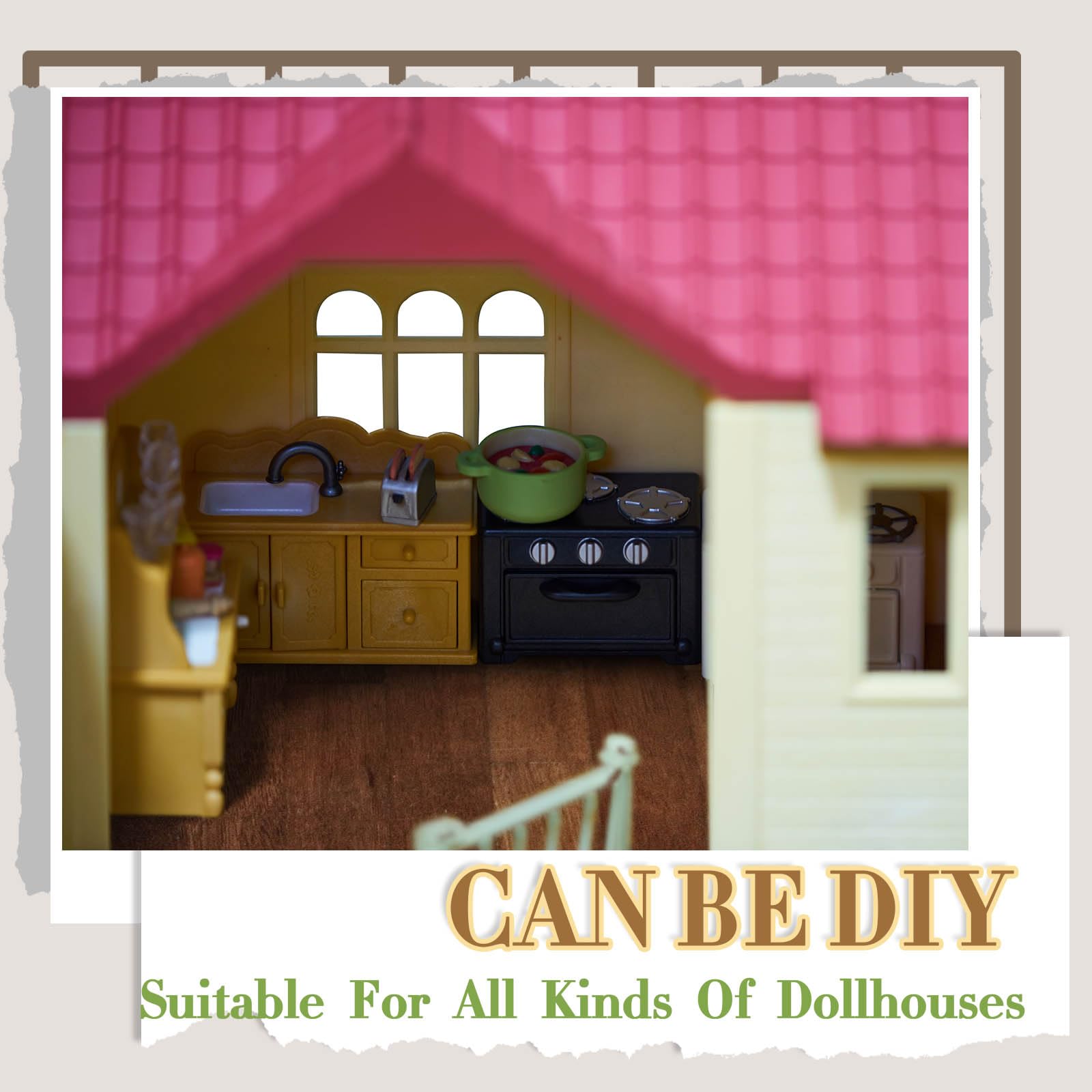 Flutesan wallpaper sheets are easy to trim for precise dollhouse fits
