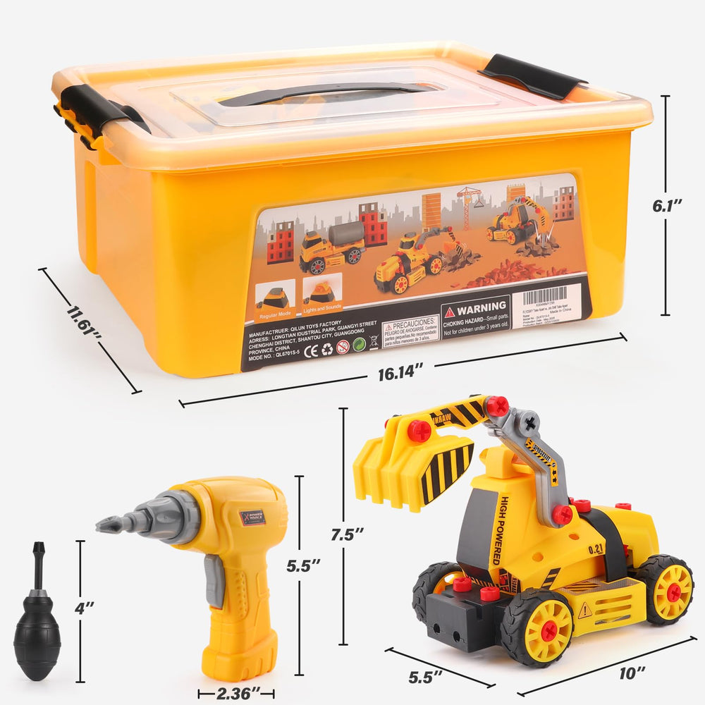 FLY2SKY bulldozer take apart model promotes problem solving during build sessions