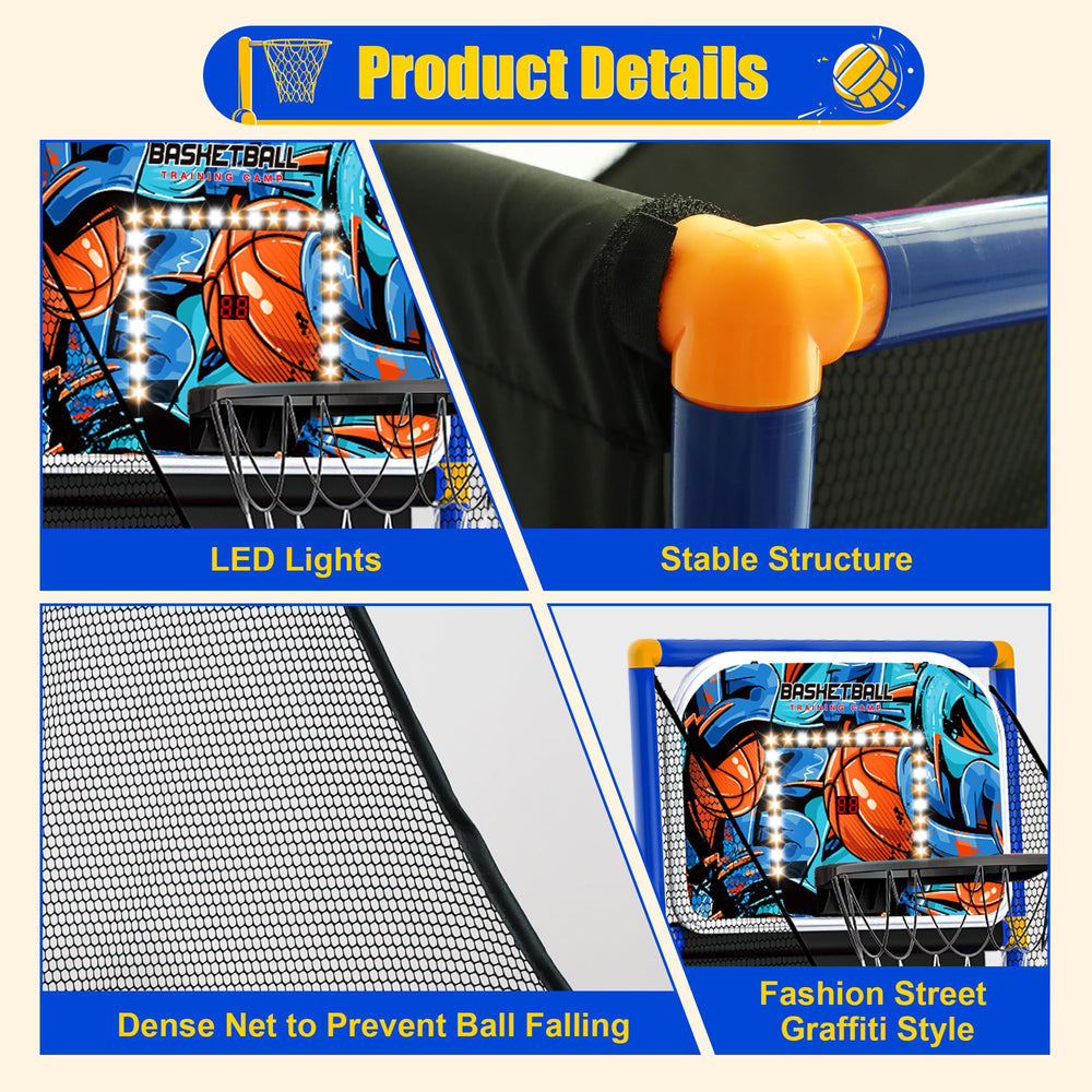 Flybakiz arcade hoop compact, removable frame for easy storage.