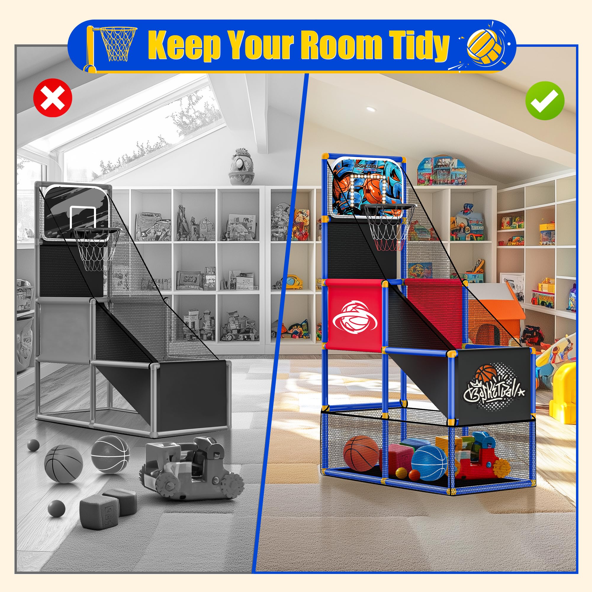 Flybakiz arcade hoop designed for indoor and outdoor use by families.