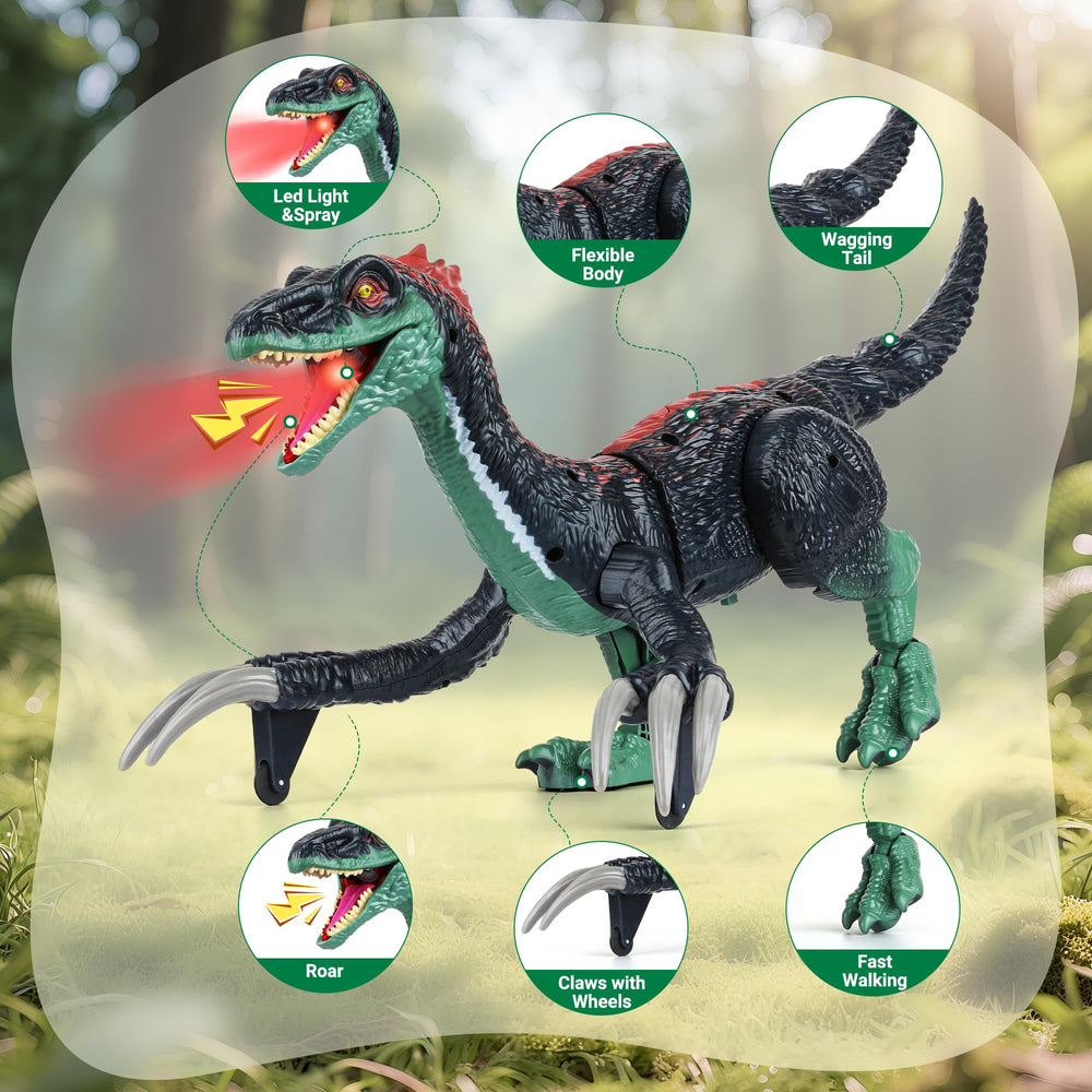 Flybakiz auto-demo feature showcases pre-programmed dino actions.