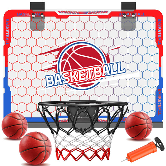 Flybakiz mini indoor basketball hoop on a door enhances kids' coordination and home play