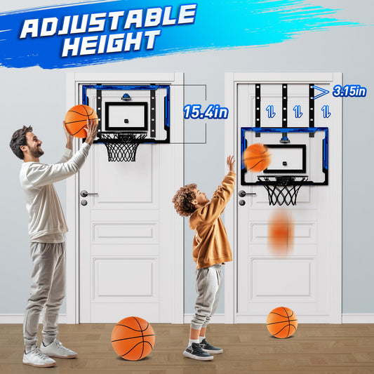 Flybakiz over-the-door basketball hoop easy mounting for quick play anywhere.