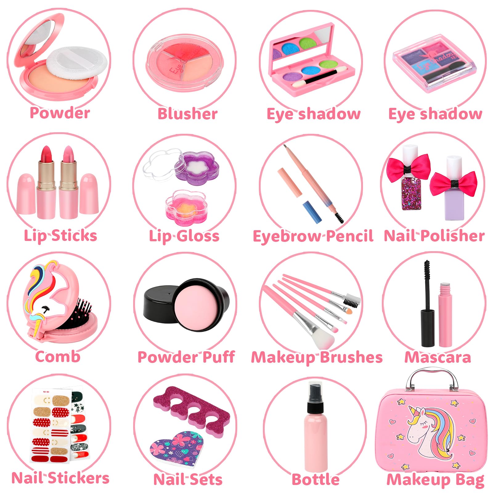Flybay lip sticks in red and pink for safe, washable pretend makeup fun