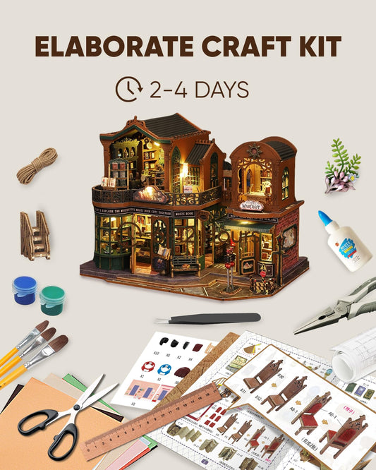 Flybean Magic Book Shop interior diorama close-up for realistic scene crafting.