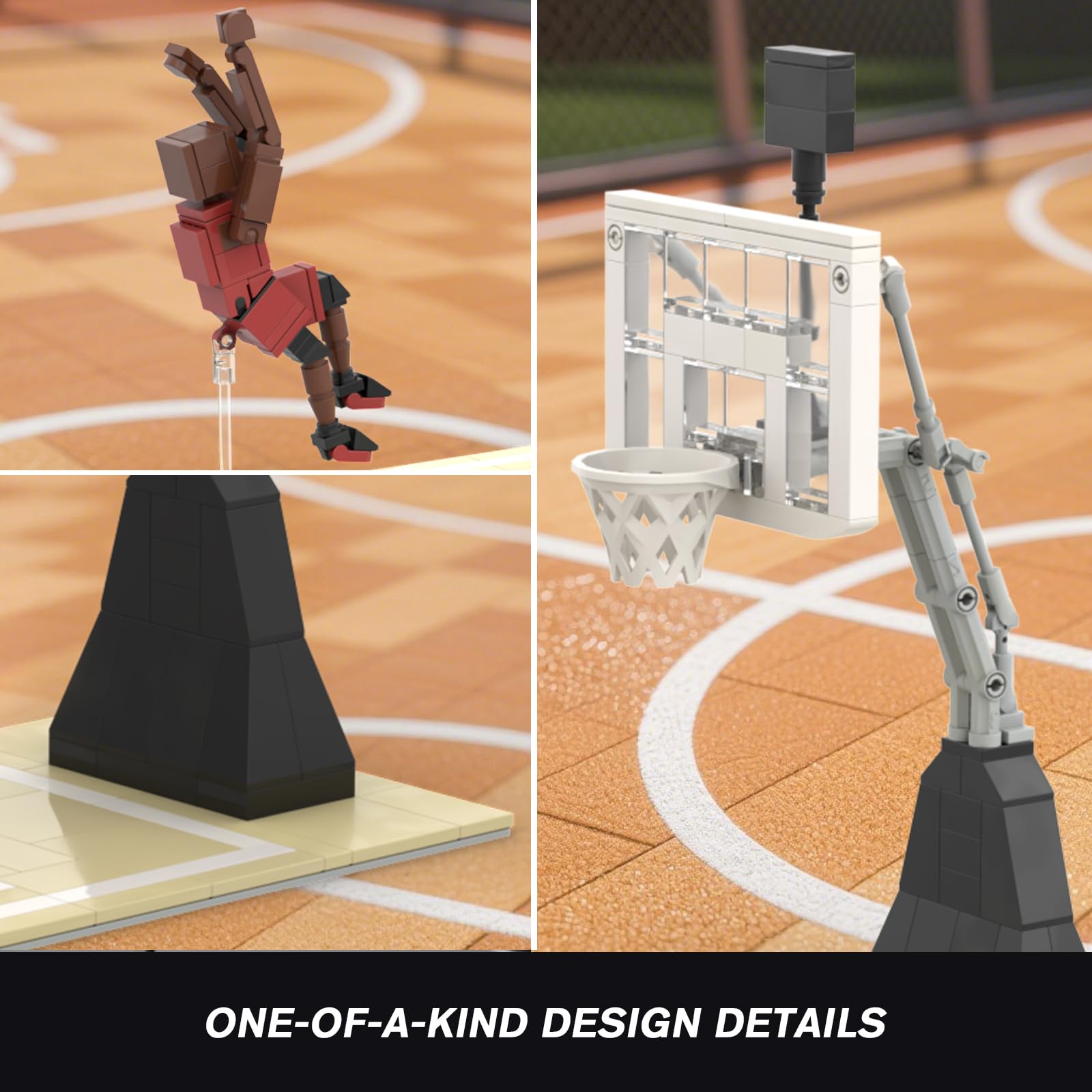 Flycites sports star figures and court baseplates combine for immersive play setups.