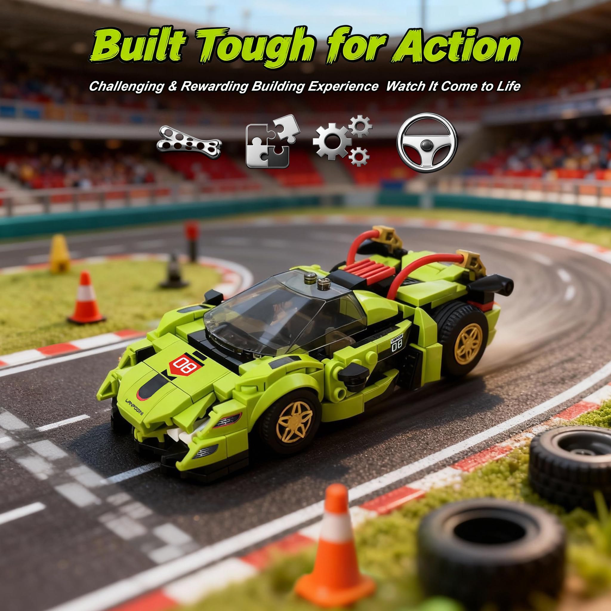 flycites Technic Race Cars Building Blocks Set in-box ready-to-start STEM project for ages 8+