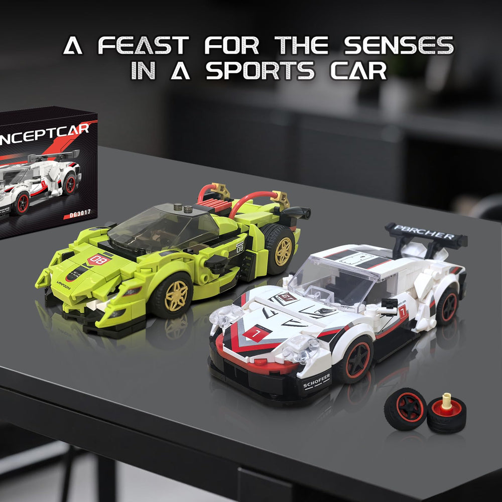 flycites Technic sports cars building block set display ready after assembly for collection