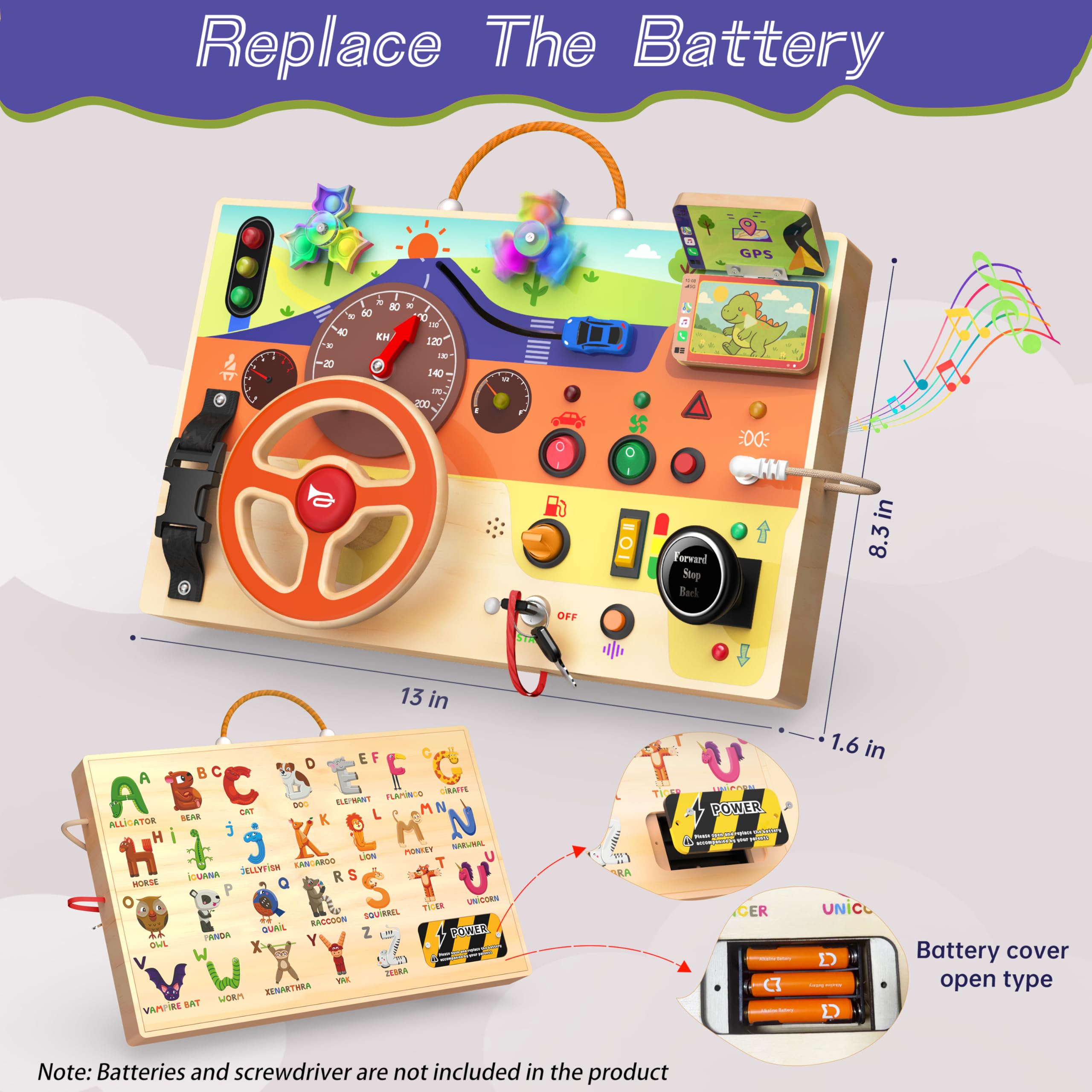 Flycoost Busy Board ignition key stimulates curiosity and hand eye coordination during play