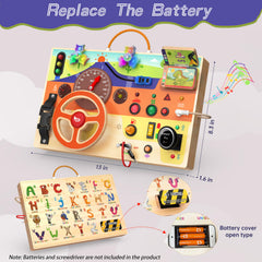 Flycoost Busy Board ignition key stimulates curiosity and hand eye coordination during play