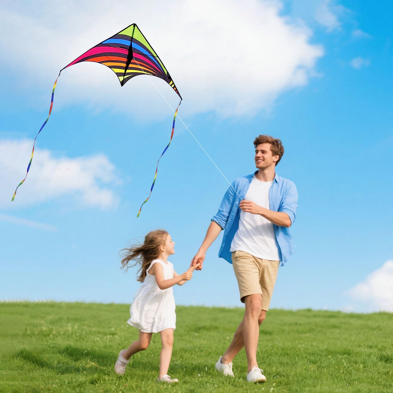Flying Hoofer three 300ft kite strings extend reach and playtime.