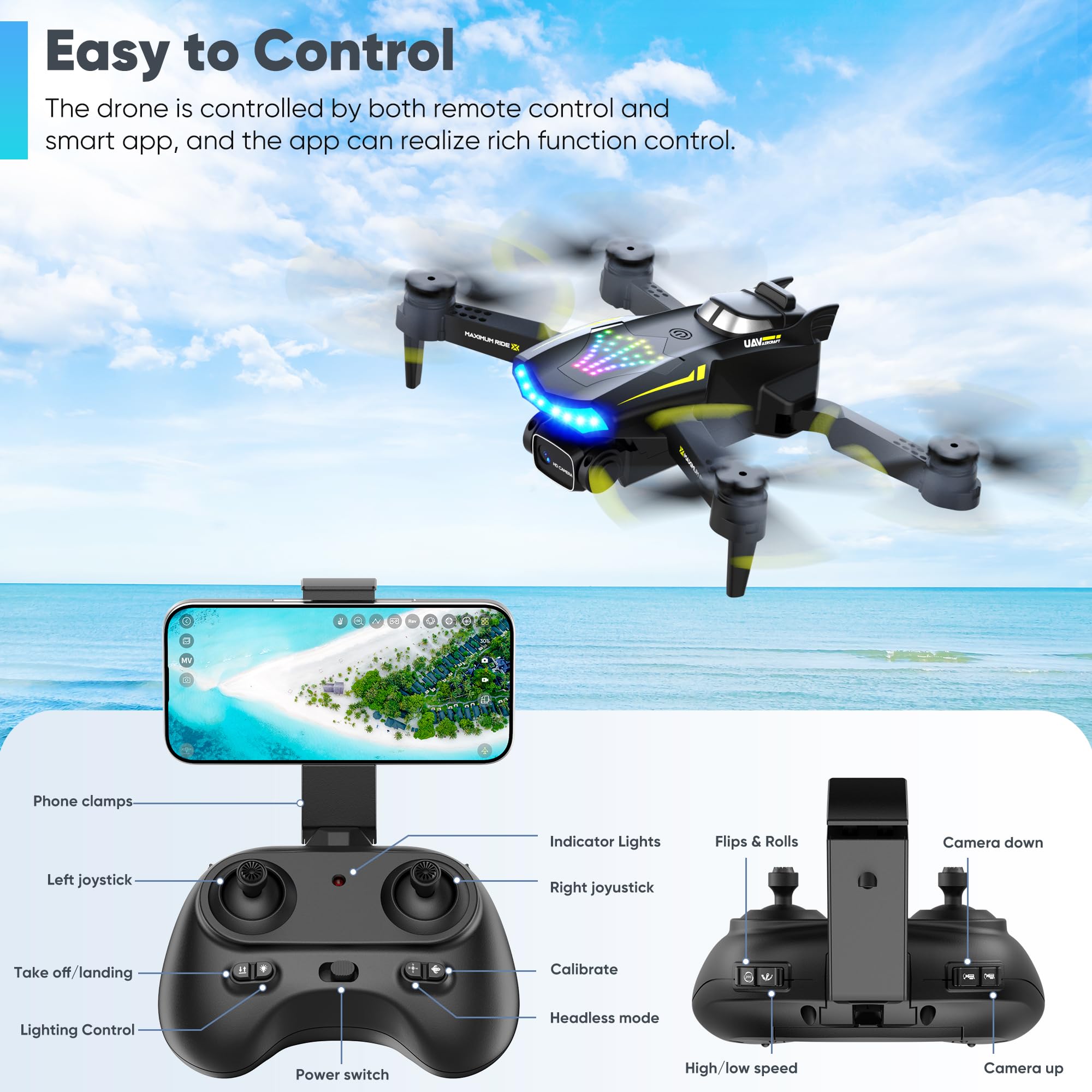 Flymevac Drone includes two batteries for up to 12 minutes of flight