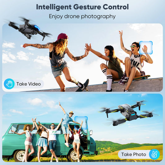 Flymevac Drone with Gesture Control detects V to snap photos