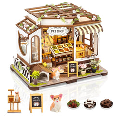 FLYNOVA DIY miniature house kit with LED lights brightens shelves and desks