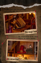 FLYNOVA finished miniature with red wizard hat and black cat decor for storytelling.