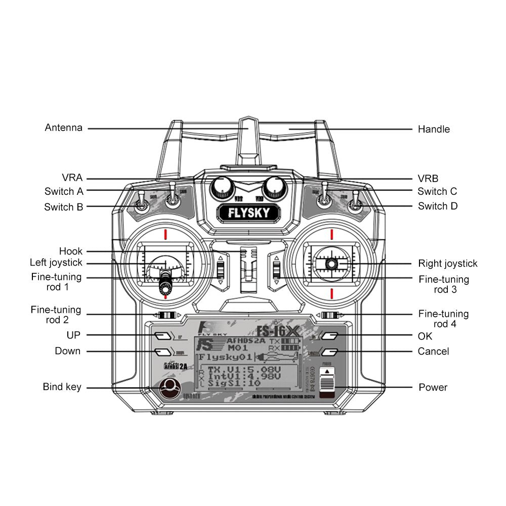 Flysky FS-i6X battery life emphasis hints at longer flight times.