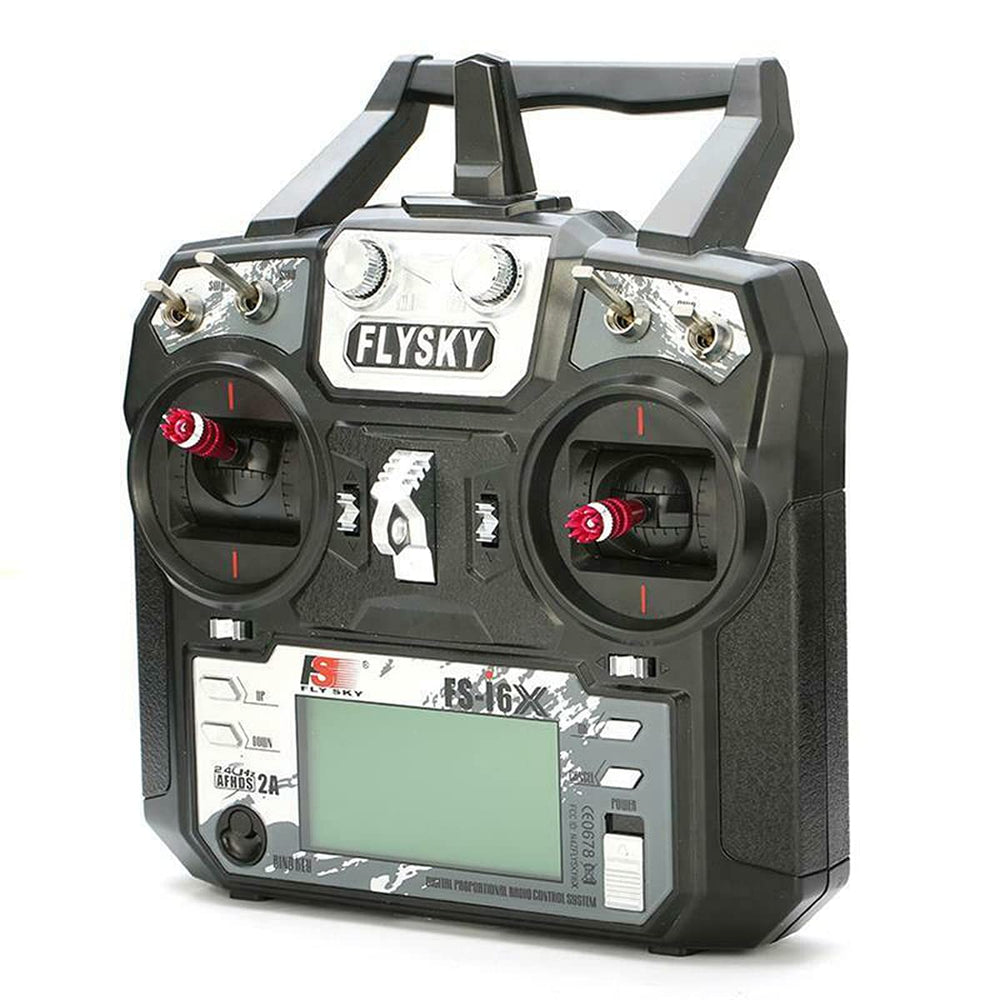FLYSKY FS-i6X side profile highlighting slim chassis and accessible controls