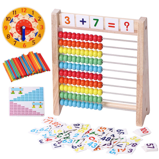 Flzoaveus wooden abacus beads for hands-on counting practice.