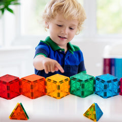 FNJO magnetic tiles regular triangles show colorful light effects during play