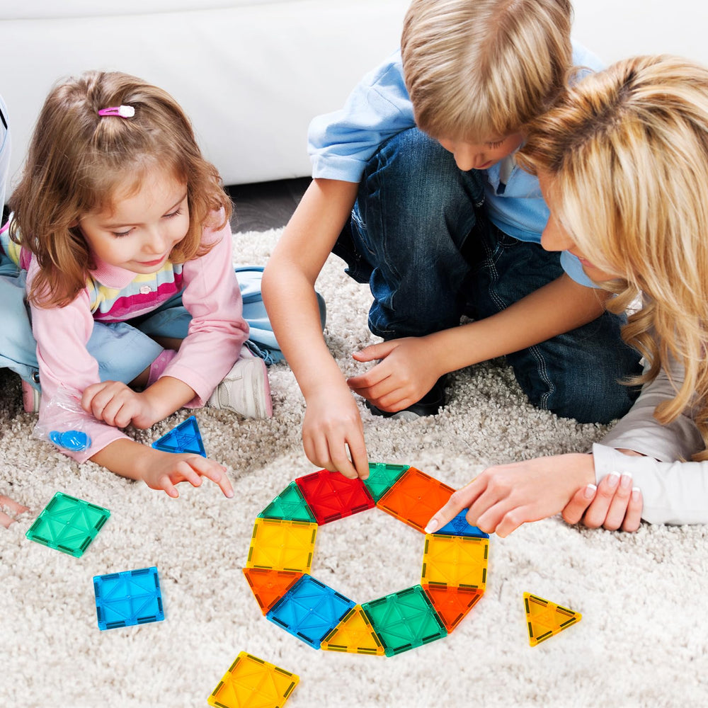 FNJO tiles spread showing 2D patterns and 3D castle ideas