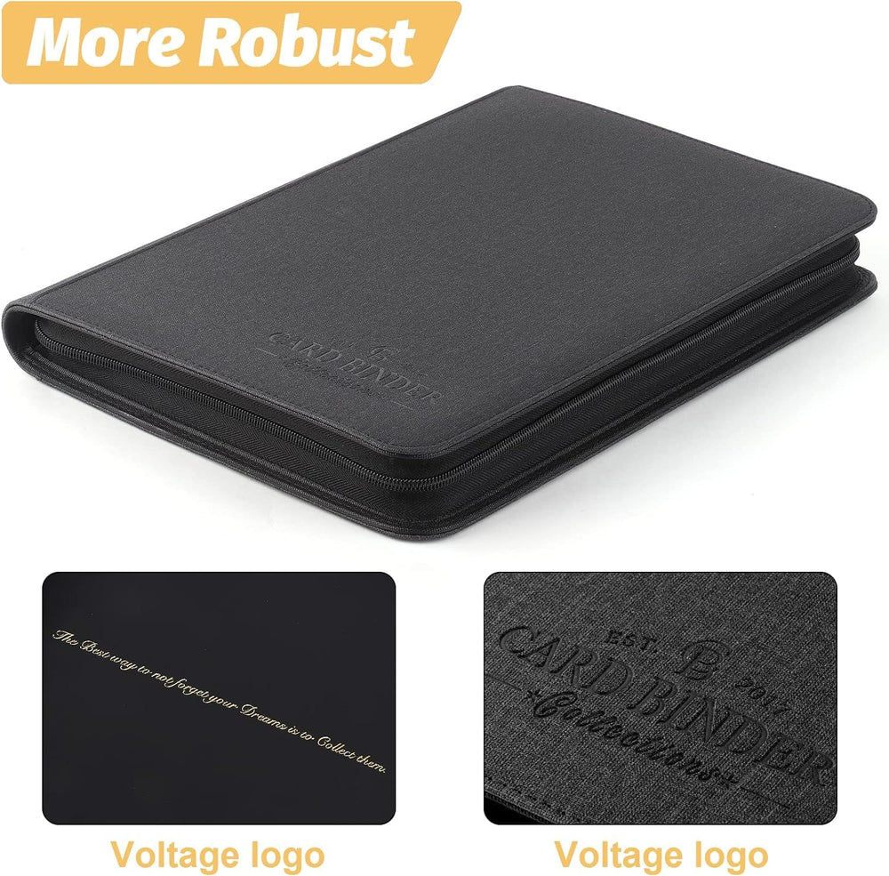 Foalgo binder with zip closure prevents spills and keeps cards safe.